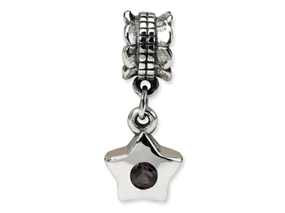 Reflections Sterling Silver Smokey CZ Star Dangle Bead / Charm