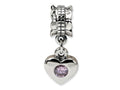 Reflections Sterling Silver Pink CZ Heart Dangle Bead / Charm