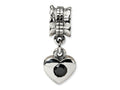 Reflections Sterling Silver Black CZ Heart Dangle Bead / Charm