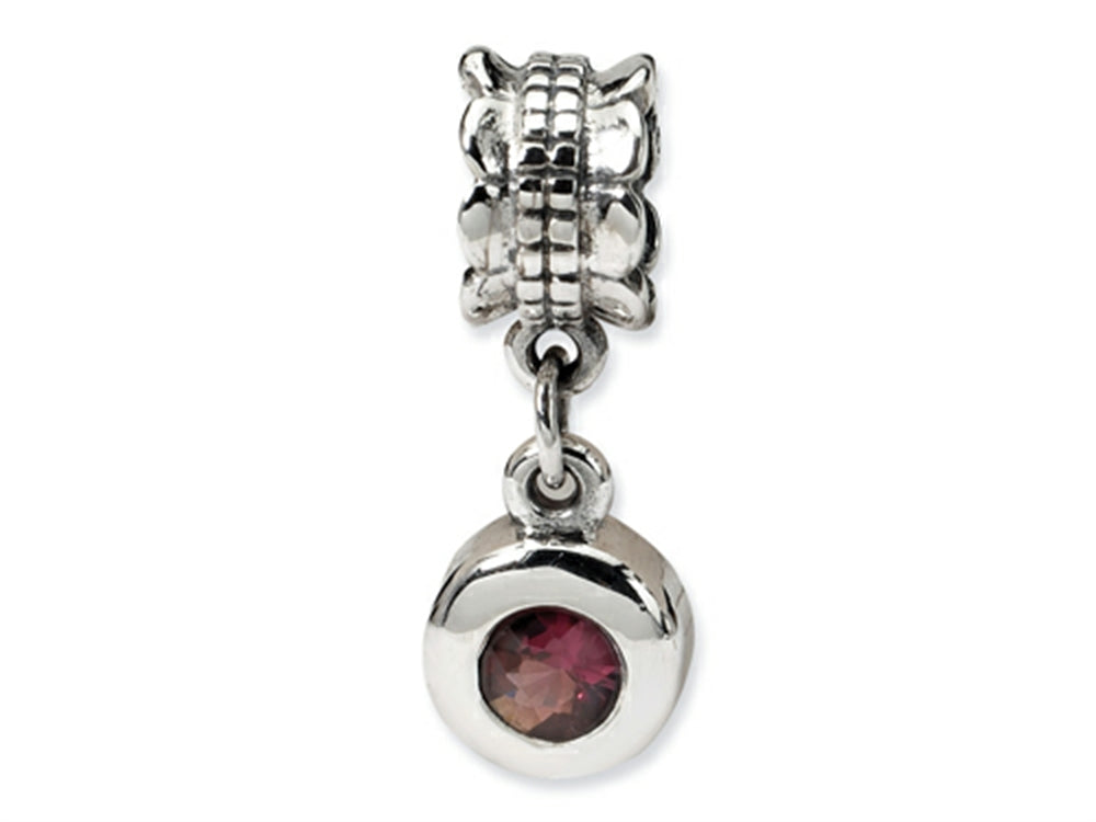 Reflections Sterling Silver Pink CZ Round Dangle Bead / Charm