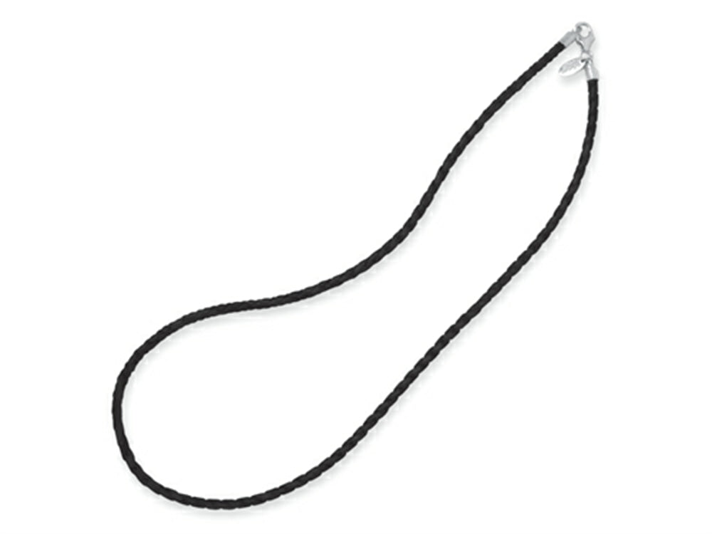 Reflections Sterling Silver Black Leather Bead Necklace 18.00 inches