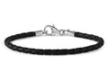 Reflections Sterling Silver Black Leather Lobster Clasp Bead Bracelet 8.50 inches