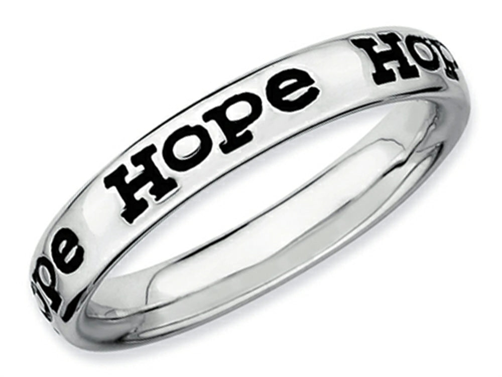 Stackable Expressions Sterling Silver Polished Enameled Hope Stackable Ring