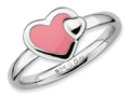 Stackable Expressions Sterling Silver Polished Pink Enameled Heart Stackable Ring