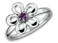 Stackable Expressions Sterling Silver Polished Amethyst Flower Stackable Ring