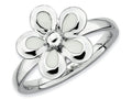 Stackable Expressions Sterling Silver Polished White Enameled Flower Stackable Ring
