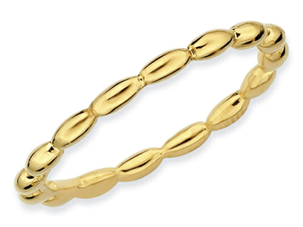 Stackable Expressions Gold Plated Sterling Silver Rice Bead Stackable Ring