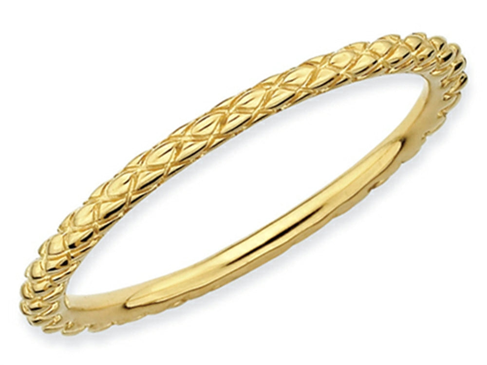 Stackable Expressions Gold Plated Sterling Silver Criss-cross Stackable Ring