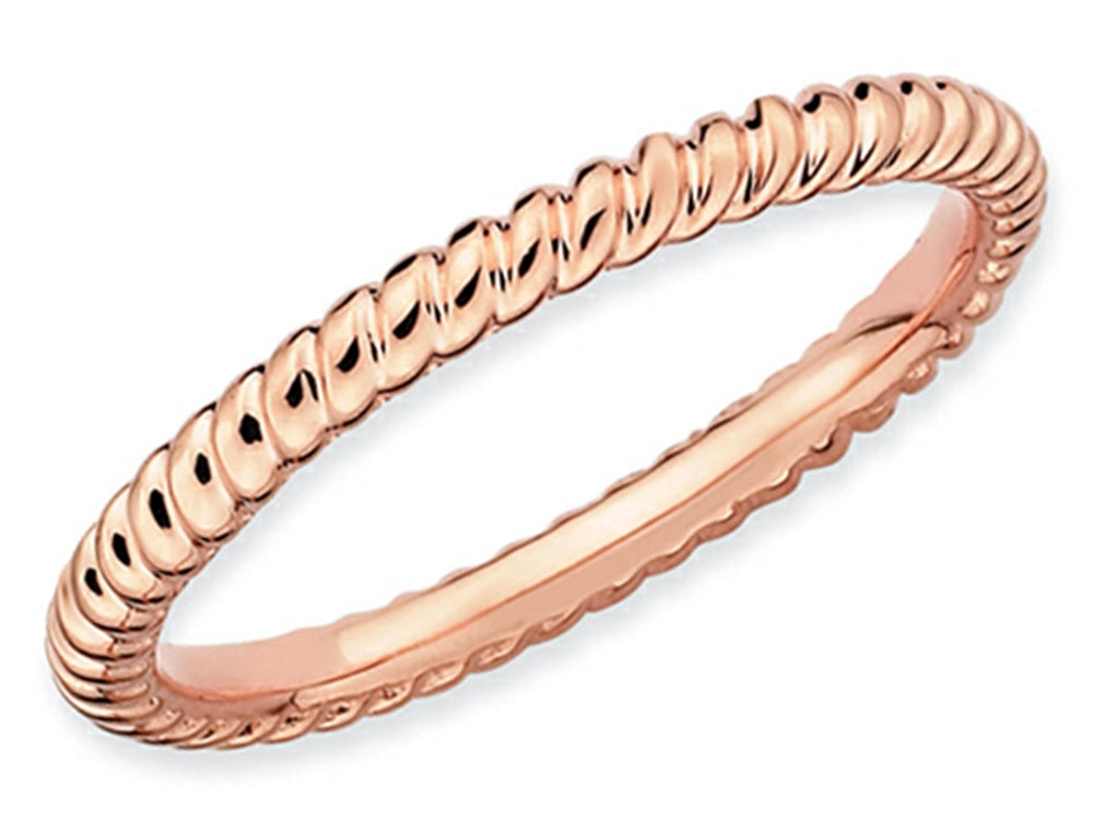 Stackable Expressions Sterling Silver Pink-plated Twisted Stackable Ring