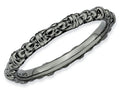 Stackable Expressions Sterling Silver Black-plated Cable Stackable Ring