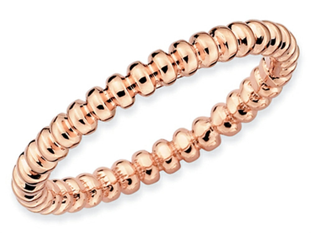 Stackable Expressions Sterling Silver Pink-plated Beaded Stackable Ring