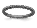 Stackable Expressions Sterling Silver Black-plated Beaded Stackable Ring