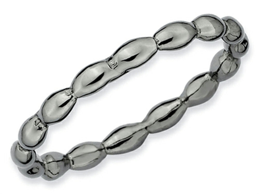 Stackable Expressions Sterling Silver Black-plated Rice Stackable Ring