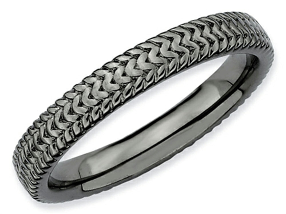 Stackable Expressions Sterling Silver Black-plated Stackable Ring