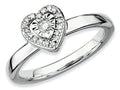 Stackable Expressions Sterling Silver Heart Diamond Stackable Ring