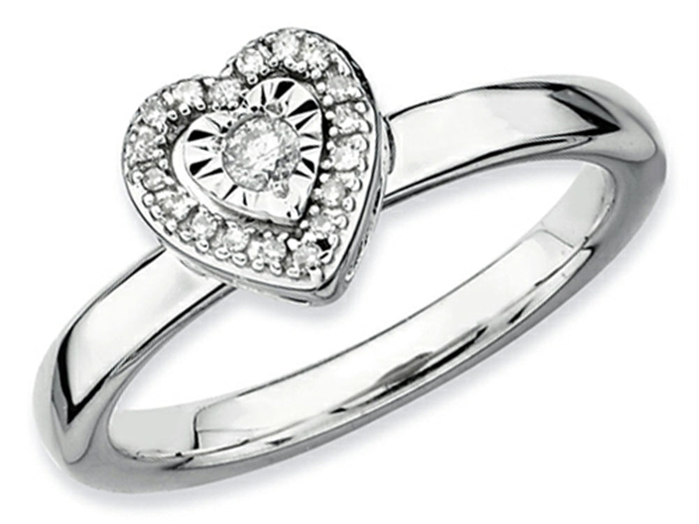 Stackable Expressions Sterling Silver Heart Diamond Stackable Ring