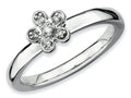 Stackable Expressions Sterling Silver Flower Rough Diamond Stackable Ring