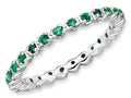 Stackable Expressions Sterling Silver Simulated Emerald Stackable Ring