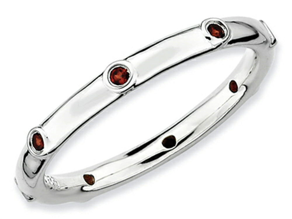Stackable Expressions Sterling Silver Garnet Stackable Ring