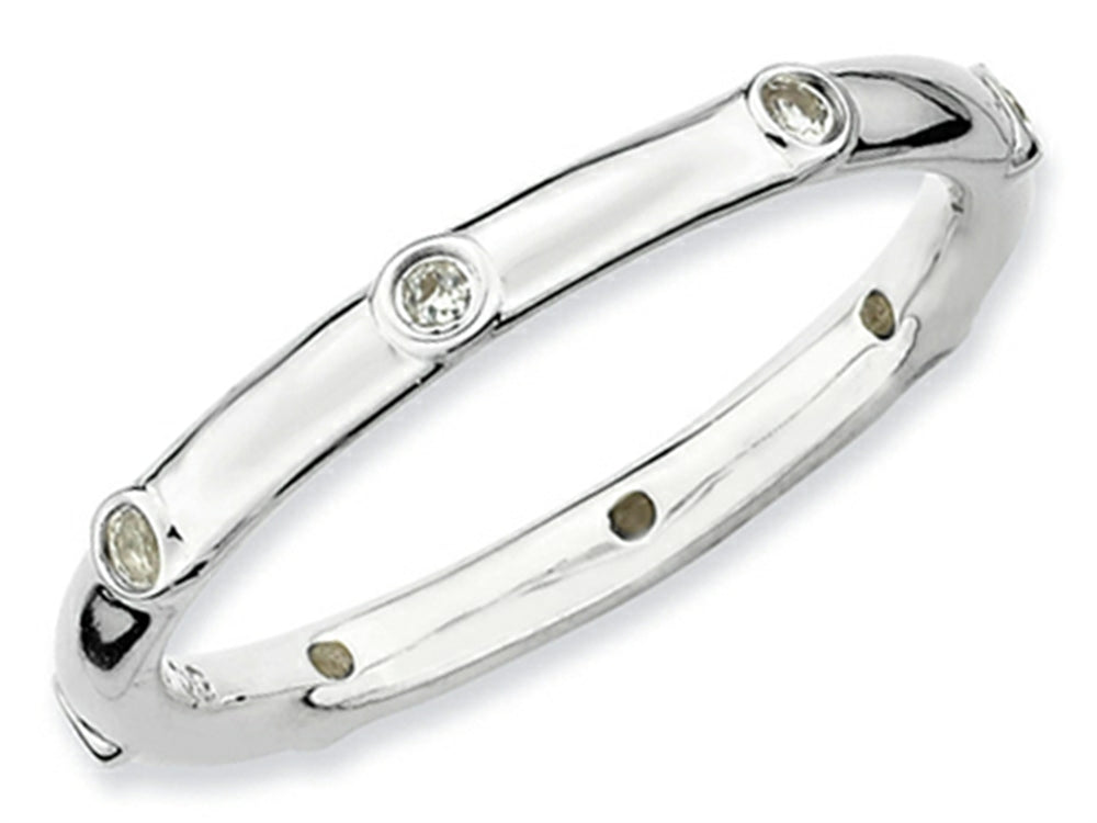 Stackable Expressions Sterling Silver White Topaz Stackable Ring