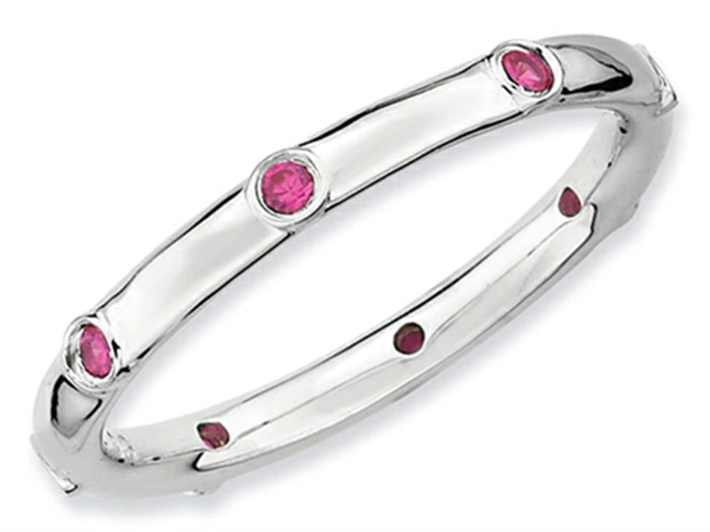Stackable Expressions Sterling Silver Created Ruby Stackable Ring