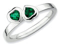 Stackable Expressions Sterling Silver Simulated Emerald Double Heart Stackable Ring