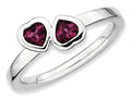 Stackable Expressions Sterling Silver Rhodolite Garnet Double Heart Stackable Ring