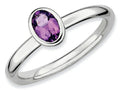 Stackable Expressions Sterling Silver Oval Amethyst Stackable Ring