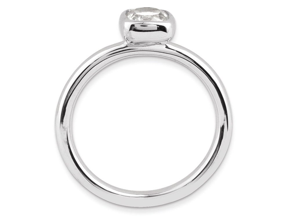 Stackable Expressions Sterling Silver Cushion-Cut White Topaz Stackable Ring