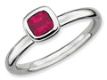 Stackable Expressions Sterling Silver Cushion-Cut Created Ruby Stackable Ring
