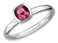 Stackable Expressions Sterling Silver Cushion-Cut Pink Tourmaline Stackable Ring