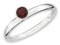 Stackable Expressions Sterling Silver High 4mm Round Garnet Stackable Ring
