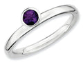 Stackable Expressions Sterling Silver High 4mm Round Amethyst Stackable Ring