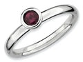 Stackable Expressions Sterling Silver Low 4mm Round Rhod. Garnet Stackable Ring