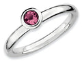 Stackable Expressions Sterling Silver Low 4mm Round Pink Tourmaline Stackable Ring