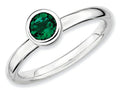 Stackable Expressions Sterling Silver Low 5mm Round Simulated Emerald Stackable Ring