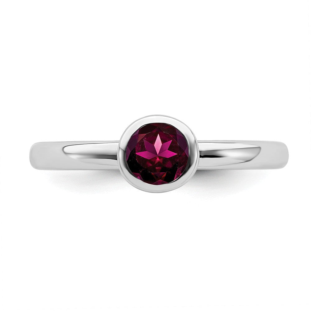 Stackable Expressions Sterling Silver Low 5mm Round Created Ruby Stackable Ring