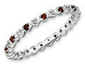 Stackable Expressions Sterling Silver Garnet and Diamond Stackable Ring