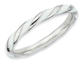Stackable Expressions Sterling Silver Twisted White Enameled 2.4 x 2.0mm Stackable Ring