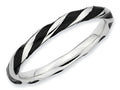Stackable Expressions Sterling Silver Twisted Black Enameled Stackable Ring