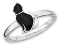 Stackable Expressions Sterling Silver Black Enameled Cat Stackable Ring