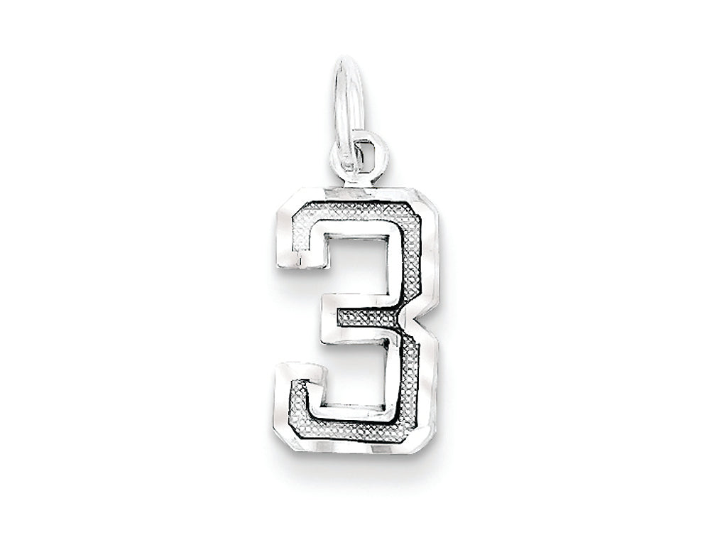 FJC Finejewelers Sterling Silver Small Bright-cut #3 Charm