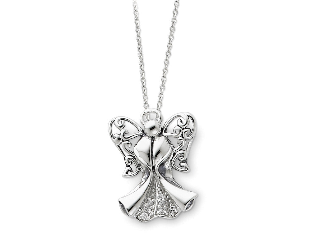Sentimental Expressions(tm) Sterling Silver Antiqued Angel of Strength 18 Inch Necklace