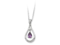 Sentimental Expressions(tm) Sterling Silver Feb. CZ Stone Never Forget Tear 18 Inch Birth Month Necklace