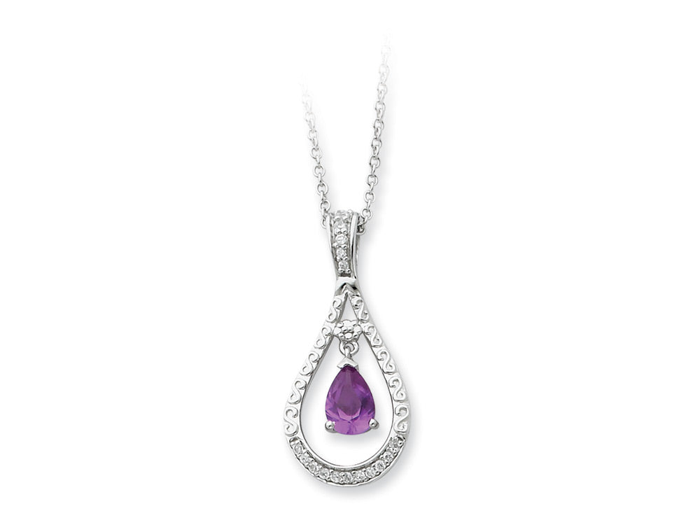Sentimental Expressions(tm) Sterling Silver June CZ Stone Never Forget Tear 18 Inch Birth Month Necklace