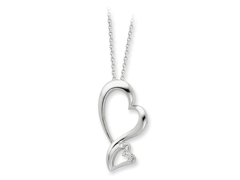 Sentimental Expressions(tm) Sterling Silver and CZ Protected Heart 18 Inch Necklace