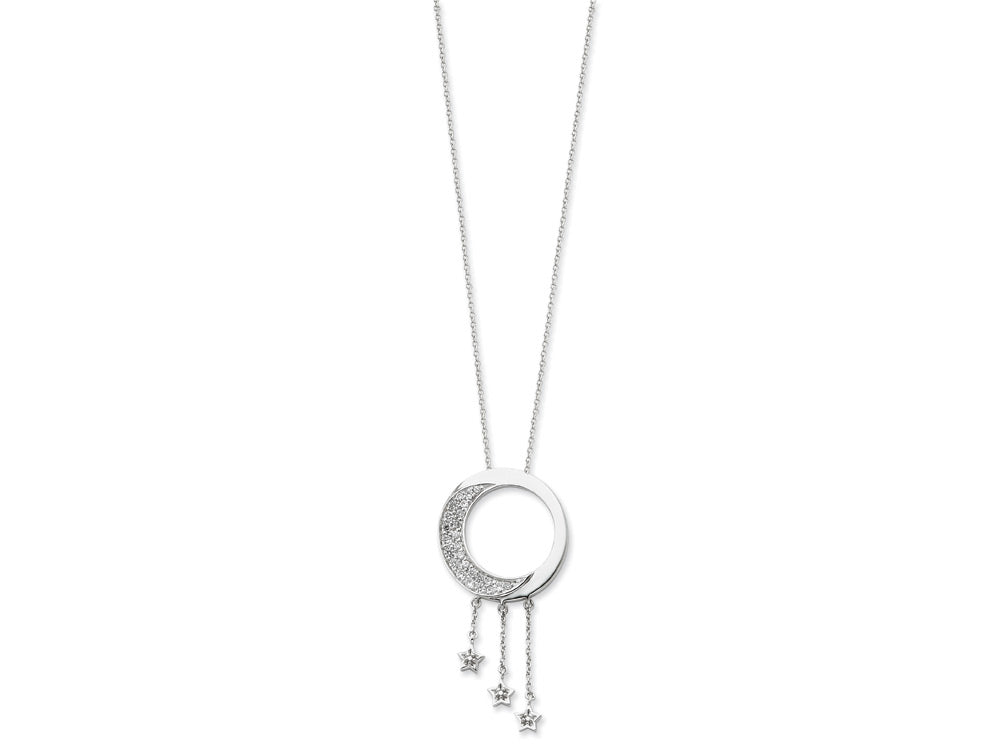 Sentimental Expressions(tm) Sterling Silver and CZ I Promise You the Moon and Stars 18 Inch Necklace