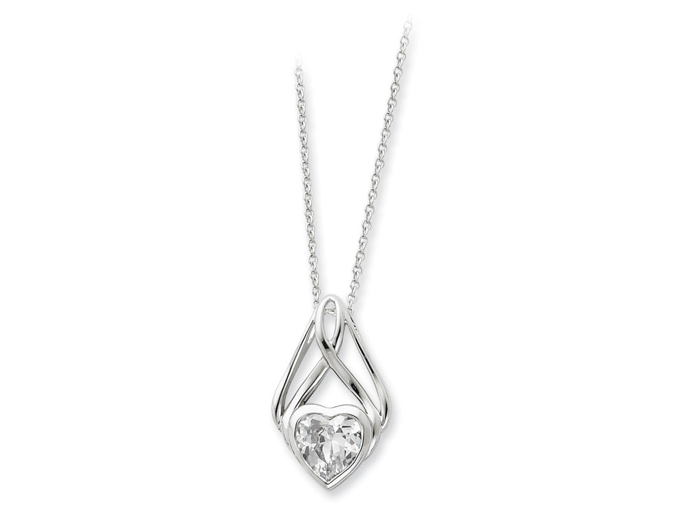 Sentimental Expressions(tm) Sterling Silver and CZ Wrapped Around My Heart 18 Inch Necklace
