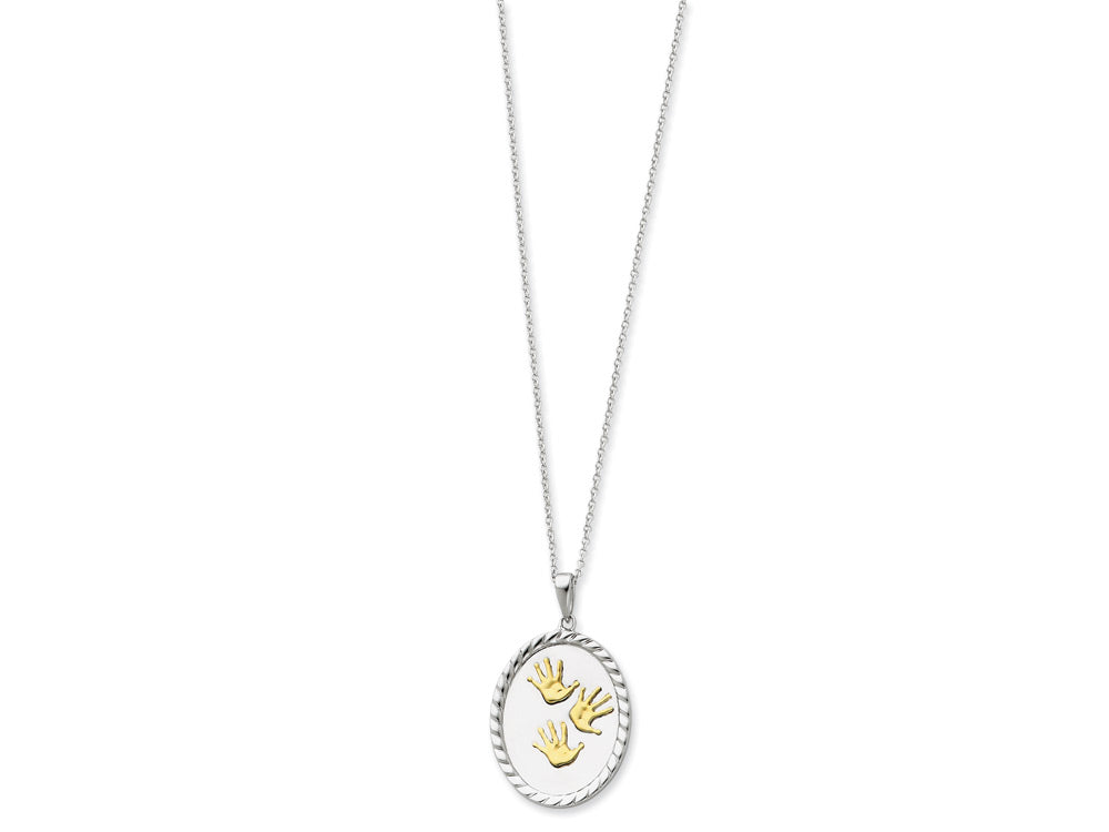 Sentimental Expressions(tm) Sterling Silver and Hand Prints 18 Inch Necklace