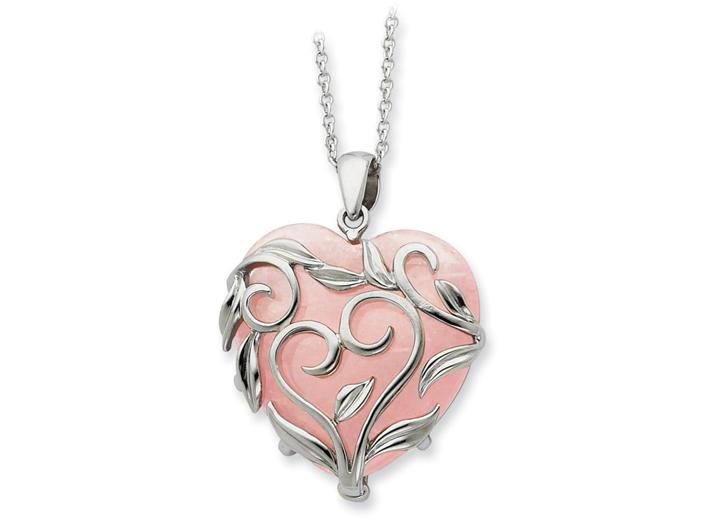 Sentimental Expressions(tm) Sterling Silver and Rose Quartz Generous Heart 18 Inch Necklace